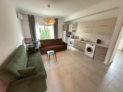 GİRNE KARAOĞLANOĞLU SATILIK BAHÇELİ 1+1 DAİRE | HAVUZLU SİTE | FULL EŞYALI